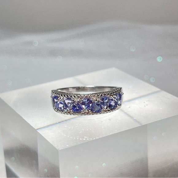 925 Silver Trillion Cut Tanzanite (December Birthstone) Ring Size 10 - Picture 15 of 16
